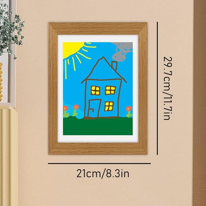 [4-Pack Kids Artwork Frames Changeable - Kids Art Frames Front Opening 8.5 x 11 Holds 150 Pics, Artwork Frames for Kids Art, Kids Art Frame Ideal for Portfolio, Pictures, Drawings (Wood)