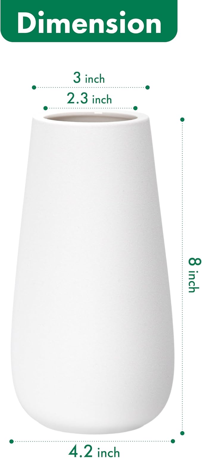 D'vine Dev 8 Inch Ivory Elegant Oval Ceramic Vase for Flowers, Home Décor Vase with Design Box, VS-LD-A-2