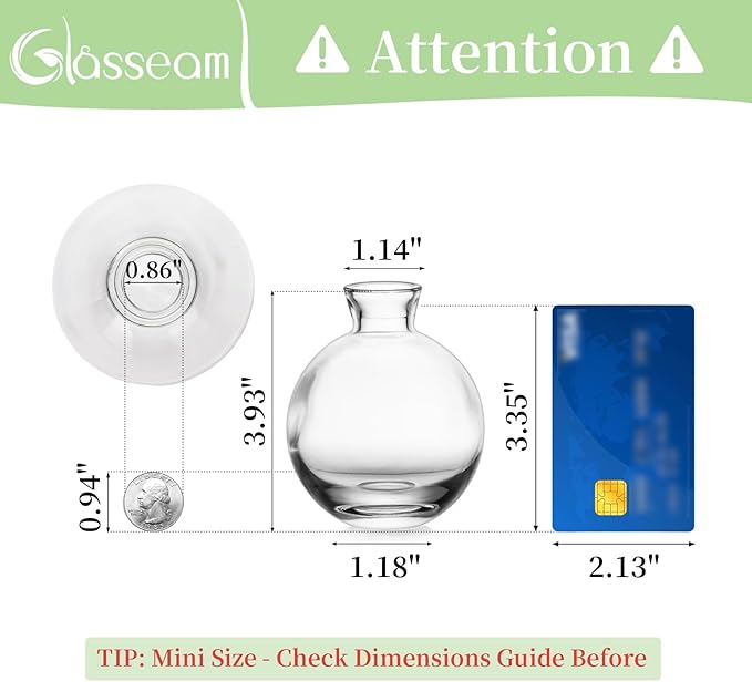 Glass Bud Vase for Centerpieces: 12Pcs Glasseam Clear Mini Small Vases for Flowers Bulk Flower Vase Set Aesthetic Cute Handmade Tiny Short Wedding Table Centerpiece Decor