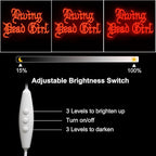 Living Dead Girl Neon Sign Gothic Scary Neon Light Red Letter LED Sign Dimmable Phrase Neon Light Up Signs for Haunted Mansion Halloween Party Horror Room Decor Words Lights Old English Font