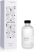 Sea Salt Reed Diffuser, 7.4oz(220ml) Sea Salt Musk & Seaweed Essential Oil Refill, Bathroom Air Freshener with Willow Branches Decor, Long Lasting Fragrance for Home (1-Pack)