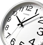 Wall Clock, 13 Inch Large Dial Non-Ticking Silent Battery Operated Quality Analog, Ultra-Quiet Movement Quartz, Timeless Stylish Clock, Ideal Modern Home, Office Décor (Sliver)