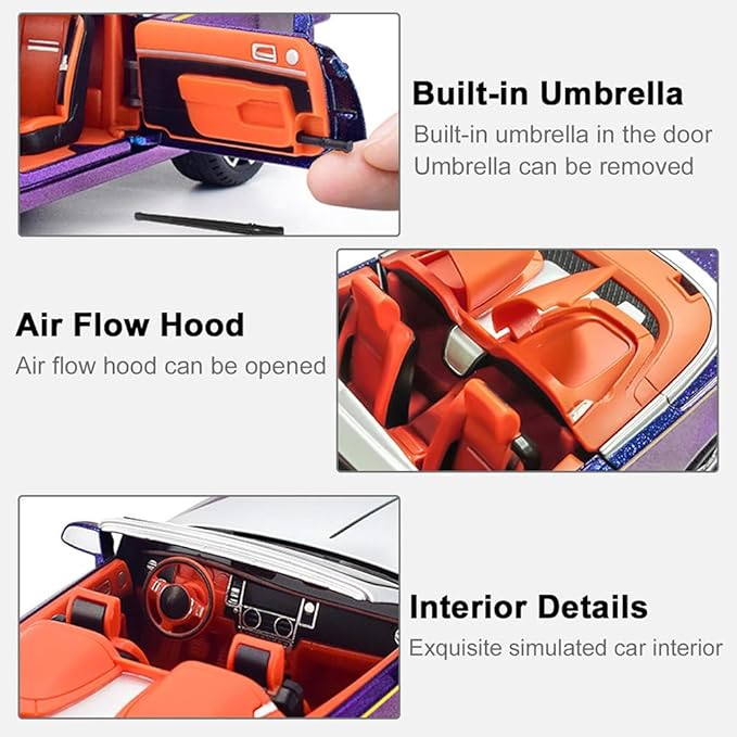 Collectible Toy Car 1/24 Rolls-Royce Dawn Diecast Model Car, Alloy Pull Back Toy Car Vehicles with Light and Sound Exquisite Car Model for Boys Kids Adults Gift