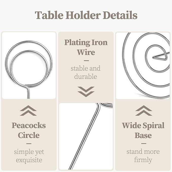 Table Number Holders 10Pcs - 8.75 inch Tall Table Number Stands Place Card Holder for Wedding Party Graduation Reception Restaurant Home Photo Picture Office Memo (Silver, 8.75")