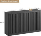 Fluted Buffet Cabinet with Storage, 120" Sideboard Buffet Storage Cabinet with 8 Doors & Adjustable Shelves, Coffee Bar Wood Credenza Cabinet for Kitchen, Dining Room, Living Room, Black(2PCS)