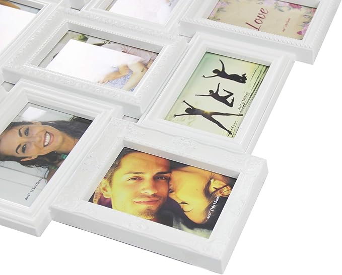 Jerry & Maggie 4X6 Collage Picture Frames for Wall Decor, 18 Opening Collage Wall Hanging for 6x4 Photo, Multi Picture Frame Set with One-piece Design White