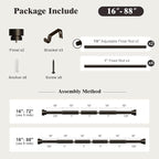 Oneach Brown Curtain Rods for Windows 48 to 84 Inch, 1 Inch Pole Adjustable Length Heavy Duty Metal Curtain Rod Set, for Outdoor Bedroom Kitchen Living Room (16 to 88 Inch)
