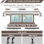 Industrial Curtain Rods 18 to 120 in,Wrap Around Rods, Adjustable Curtain Pole,1 in Diameter Pipe Wall or Ceiling Mounted,for Living Room(Antique Nickel 18” to 120”)