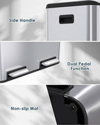 Arlopu 16Gal Dual Trash Can w/2 Built-in Box for Odor Control, Hands-Free Kitchen Garbage Bin, Recycle Waste Dustbin, Soft-Close Lid, 2 Buckets,Foot Pedal, Side Handle, Airtight,for Home Office