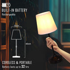 Rechargeable Battery Powered Table Lamp, Wireless LED Lamps, Cordless Touch Lamps, Stepless Dimmable Bedside Lamps, Night Lamp for Bedroom, Dinning Room, Kitchen Decor, Office (Black)