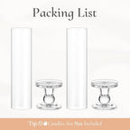Hurricane Glass Taper Candle Holder: 2Pcs Tall Hurricane Candle Holder for Home Clear Tapered Candlestick Holders with Open Ended Glass Sleeve Candle Stick Holder for Table Centerpieces