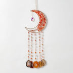 Agate Gemstone Dream Catcher 7 Chakra Tree of Life Dream Catcher with Rainbow Crystal Stones Handmade Dreamcatcher Wall Decor for Adults Boys Girls,Bedroom,Wedding,Garden,Bless Gift(Orange Moon)