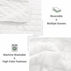 Exclusivo Mezcla Reversible Full Queen Quilt Bedding Set with Pillow Shams, Lightweight Quilts Queen Size, Soft Bedspreads Bed Coverlets for All Seasons - (White, 90"x96")