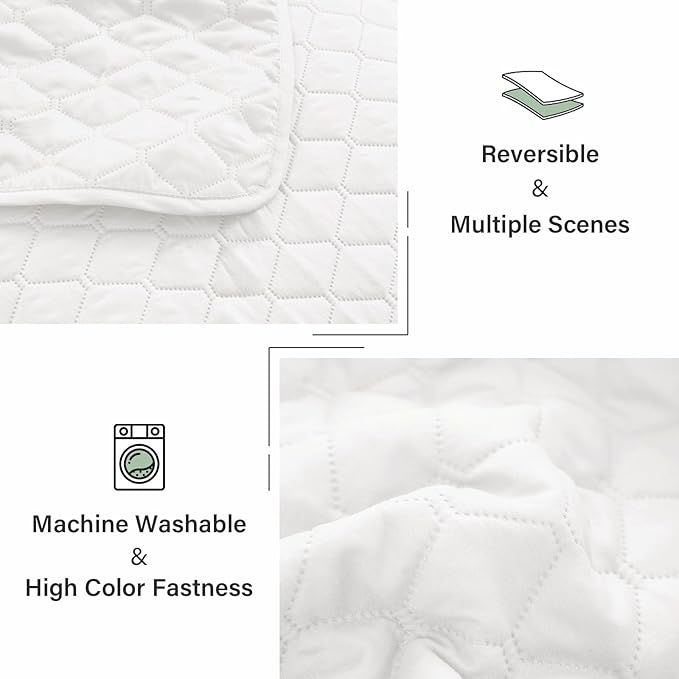Exclusivo Mezcla Reversible Full Queen Quilt Bedding Set with Pillow Shams, Lightweight Quilts Queen Size, Soft Bedspreads Bed Coverlets for All Seasons - (White, 90"x96")