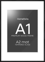 Homeforia Black Wood A1 Frame, High End Oak 23.4 x 33.1 Black Wooden Poster Frames Matted to 16.5 by 23.4 inches Photo, A1 Size Large Wood Picture Frame with Mat A2, Tempered Glass, Wall Kit, Set of 1