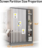 Wall Room Divider, Storage Cabinet Storage Display with Shelves, Modern Freestanding Wood Room Divider Screen, Wall Privacy Screens for Home Decorative (Grey+White,31.5" L x 9.5" W x 79.5" H)