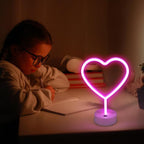 BRIGHTDECK 2 Pack Heart Neon Signs, LED Pink Lights Battery Operated or USB Powered Decoration Lamp, Neon Lights Heart Decor for Valentine's Day Gifts, Wedding, Party, Pink Room Decor