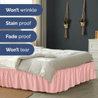 Wrap Around Dust Ruffle Bed Skirt - Baby Pink - King Size Beds w/ 12 Inch Drop - Easy Fit Elastic Strap - Adjustable Pleated Bedskirt w/Brushed Fabric - Wrinkle Free - Women, Men, Kids & Teens