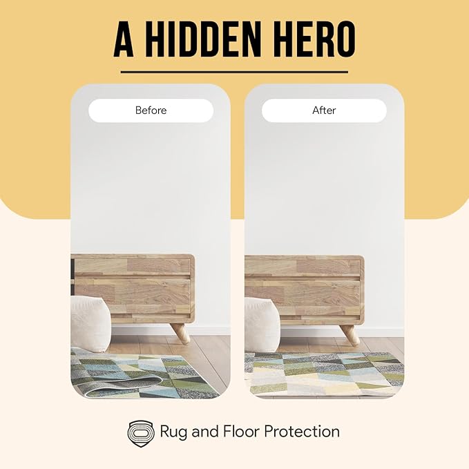 Non Slip Area Rug Gripper 2x3 Feet, Rug Gripper for Hardwood Floors, Laminate, Vinyl, Stone & Tile, Anti Slip Area Rug Pad for Under Rugs