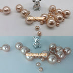 100PCS Champagne Faux Pearls Beads for Centerpiece Vases, Vase Filler Faux Pearls, No Holes Filler Beads for Party Anniversary Birthday Wedding Table Decor, 14/20/30mm