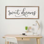 comurdyo Sweet Dreams Wall Decor Above Bed Sign 40" x 15" Master Bedroom Wooden Antique Framed Large Rustic Farmhouse Guest Room Beautiful Simple Hanging Plaque Over Bed Wall Art (Wood)