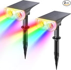 Linkind Solar Lights Outdoor Waterproof IP67, StarRay RGB Solar Spot Lights Outdoor, Color Changing Outdoor Solar Lights for Yard, Garden, Pathway, Decorations (Multicolor, 2 Pack)
