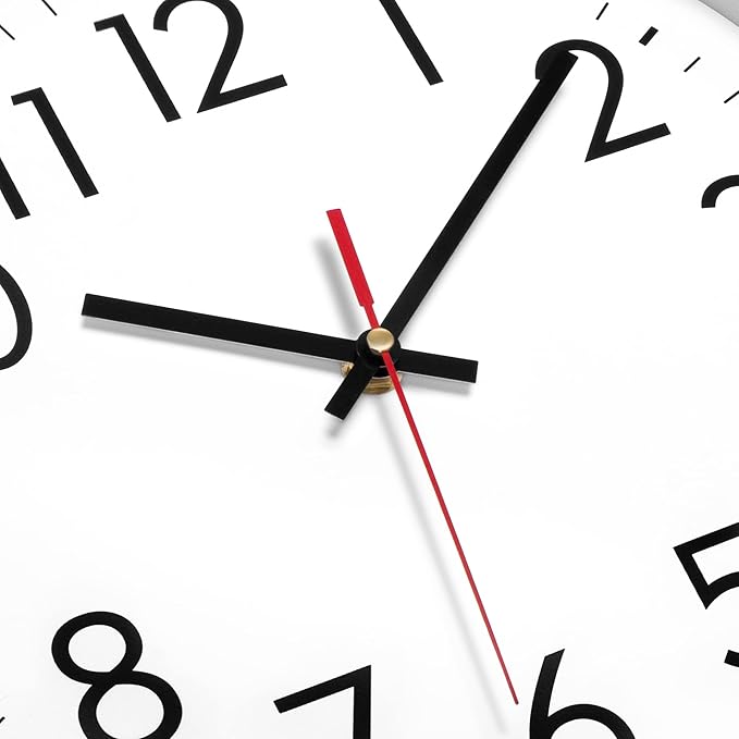 Lumuasky Wall Clock, Silent Non-Ticking 12 Inch Quartz Battery Operated Round Analog Wall Clock for Classroom,School, Office, Living Room, Bedroom,Kitchen