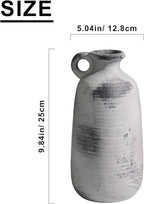 Sunddo Rustic Farmhouse Vase with Handle, Ceramic Vase,10 inch Tall Minimalist Decorative Vases for Home Decor, Table Living Room Bookshelf Entryway Kitchen Bedroom Decor, Grey