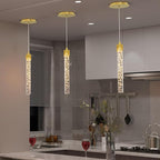 Mini Chandelier Modern LED Gold Pendant Lights for Kitchen Island Small Crystal Hanging Light Dimmable 2700k-6000k