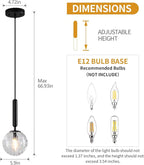 Modern Black Pendant Light Hanging Fixture Light for Kitchen Island Mid Century with Globe Pendant Light Clear Glass Pendant Lighting for Living Room Bedroom Entryway (1 Pack)