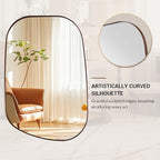 ANDY STAR Bronze Bathroom Mirror, 24"x36" Oil Bronze Asymmetrical Wall Mirror in Stainless Steel Metal Frame, Unique Vanity Mirror with Modern Curved Design, Ideal for Bathroom, Bedroom, Entryway