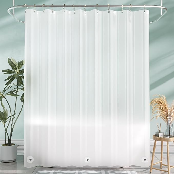 AmazerBath Shower Liner, 72x78 Plastic Frosted Shower Curtain Liner, PEVA Cute Shower Curtain Liners, Vinyl Waterproof Shower Curtain Liner with 3 Magnets, Lightweight Shower Curtains for Bathroom