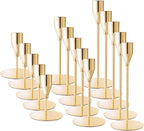 French Gold Taper Candle Holders for Wedding Table Centerpiece,Tall Taper Candlestick Holders Bulk Set of 15,Metal Candle Stick Holders for Dinning or Mantel Centerpiece,Party Home Decor