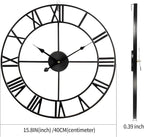 LEIKE 16" Large Wall Clocks Battery Operated, Round Modern Silent Non-Ticking Black Metal Wall Clock for Living Room Decor, Bedroom Kitchen (40cm Diameter, Black Roman Number)