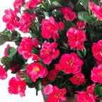 Ivydale Artificial Fake Camellia Flowers Plants for Outdoor Outside Fall Decoration, Faux Silk Hotpink Camellias UV Resistant Look Real for Planter Porch Patio Garden Yard, 3 Large Bundles