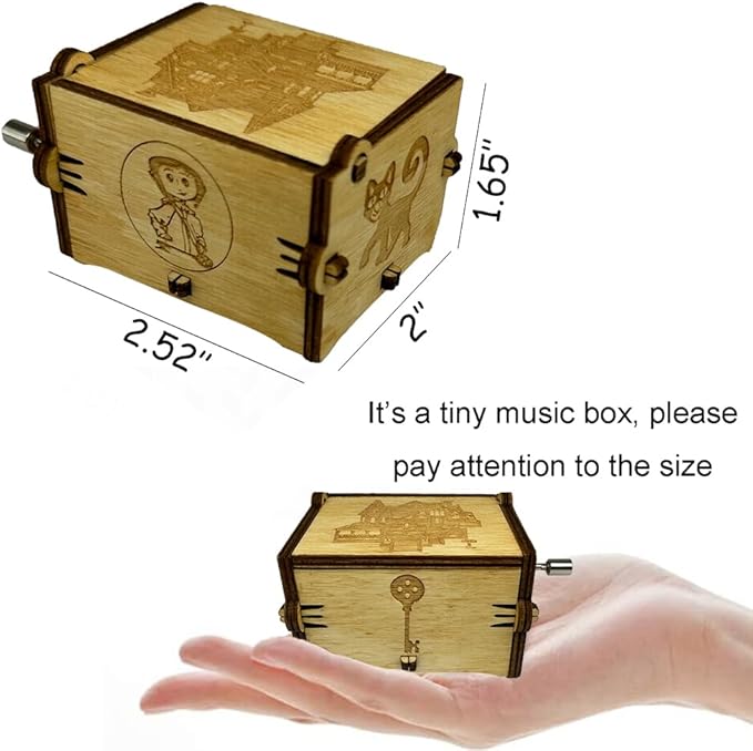 Youtang Music Box Engraved Wooden Gifts Mini Musical Box Play Dreaming for Birthday/Anniversary/Valentine's Day/Christmas (Hand Crank, Brown)