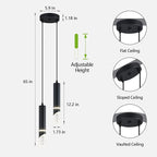 Modern Dimmable Led Pendant Lights Kitchen Island, Ideal for Living Room, Bedroom,Sink 12w LED Crystal Energy-Saving Hanging Lamp for Cozy Lighting (Black 2 Light)