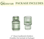 Glasseam Taper Glass Candlestick Holder: Green Candle Stick Holders Set of 2 Small Candle Holders for Candlesticks Vintage Crystal Tapered Candle Holder for Wedding Table Centerpiece Christmas Advent