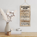 Hanging Kitchen Rules Wood Decor Sign, Rustic Kitchen Wooden Signs, Printed Wood Wall Art Sign, Kitchen Door Rules Rustic Sign, Hanging Wood Sign Kitchen Decor, Funny Farmhouse Kitchen Wall Décor E1