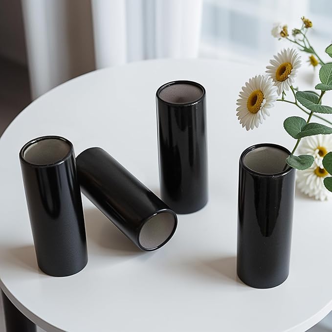 Modern Black Ceramic Vase Set of 20 for Living Room Bedroom 5.51'' Minimalist Fresh Small Flower Vases for Bouquet Fake Plant Home Decor Office Fireplace Centerpieces Nordic Style 10 Pack