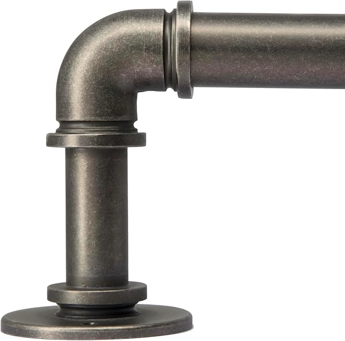 Industrial Curtain Rods 18 to 144 in,Blackout Curtain Rod,Adjustable Length,1 in Diameter Pipe,Wall or Ceiling Mounted,for Bedroom and Living Room (Antique Silver 18” to 144”)