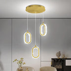 Dimmable Oval Pendant Light Modern LED Pendant Lights for Kitchen Island Adjustable Crystal Ring Chandelier for Dining Room Bedroom Living Room 3-Light Gold