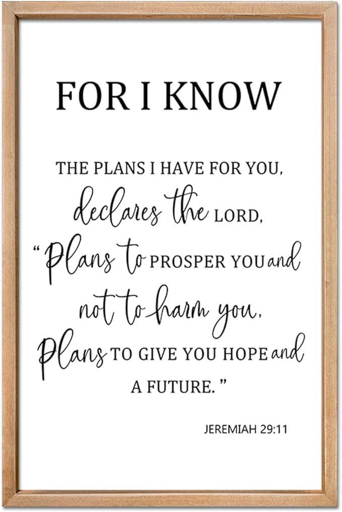 For I Know The Plans I Have for You Wall Decor 24"×16" Jeremiah 29 11 Sign Large Wood Framed Wall Hanging Art (Wood)