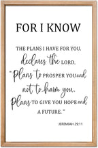 For I Know The Plans I Have for You Wall Decor 24"×16" Jeremiah 29 11 Sign Large Wood Framed Wall Hanging Art (Wood)