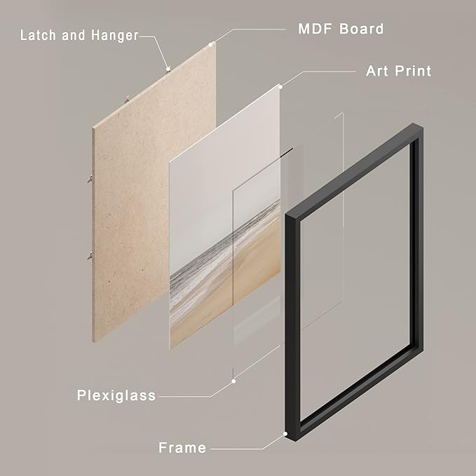 SIGNWIN Framed White Minimalist Ocean Beach Seashore Scenic Wall Art, Set of 4 Landscape Colorful Wall Decor Prints, Nature Wilderness Wall Décor for Living Room, Bedroom - 11"x14" Black