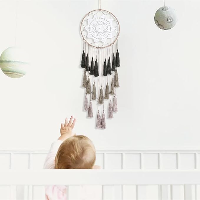 Macrame Dream Catcher Wall Hanging - Large Dreamcatchers Boho Chic Wall Decor, Handmade Tassels Ornament Colorful Room Decor for Bedroom, Blessing Gift for Girls Kids Women (Dark Green Mix)