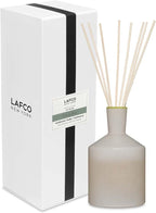LAFCO New York Classic Reed Diffuser, Feu de Bois - 6 oz - Up to 3 Months Fragrance Life - Reusable Glass Vessel - Natural Wood Reeds - Made in The USA
