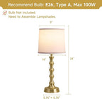 24" Small Table Lamp for Bedroom, Gold Bedside Lamps for Nightstand Set of 2, Small Gold Lamps for Living Room Set of 2, Modern Accent Lamp for End Table, Kitchen, Small Lamps for Kids Room