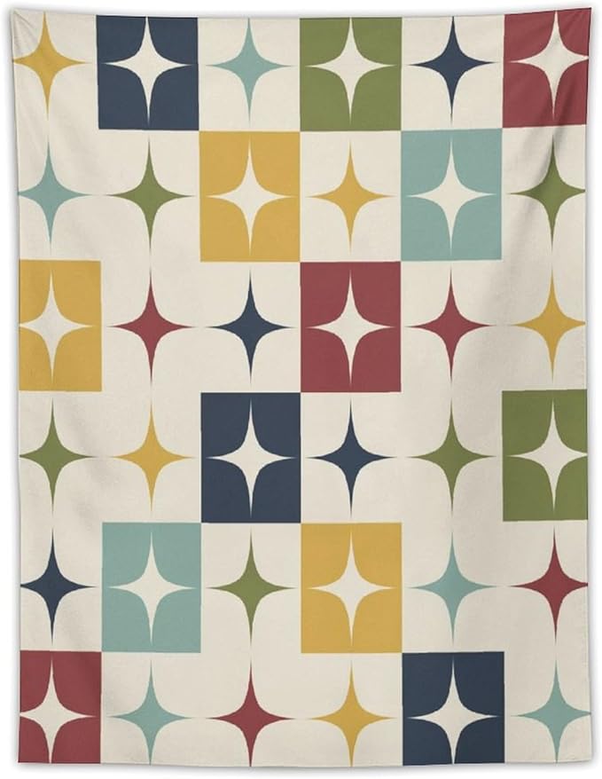 ICMOLYYENLO Boho Medieval Cat Tapestry, Abstract Atomic Starburst Geometric Aesthetic Art Wall Hanging For Bedroom Living Room Dormitory 40x60 Inches