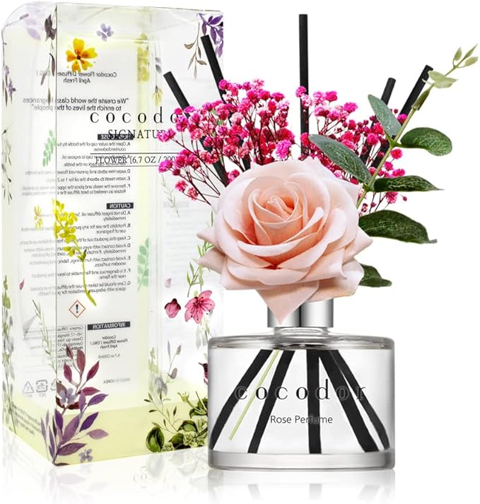 Cocod'or COCODOR Rose Flower Reed Diffuser/Rose Perfume/6.7oz(200ml)/1 Pack/Reed Diffuser, Reed Diffuser Set, Oil Diffuser & Reed Diffuser Sticks, Home Decor & Office Decor, Fragrance and Gifts